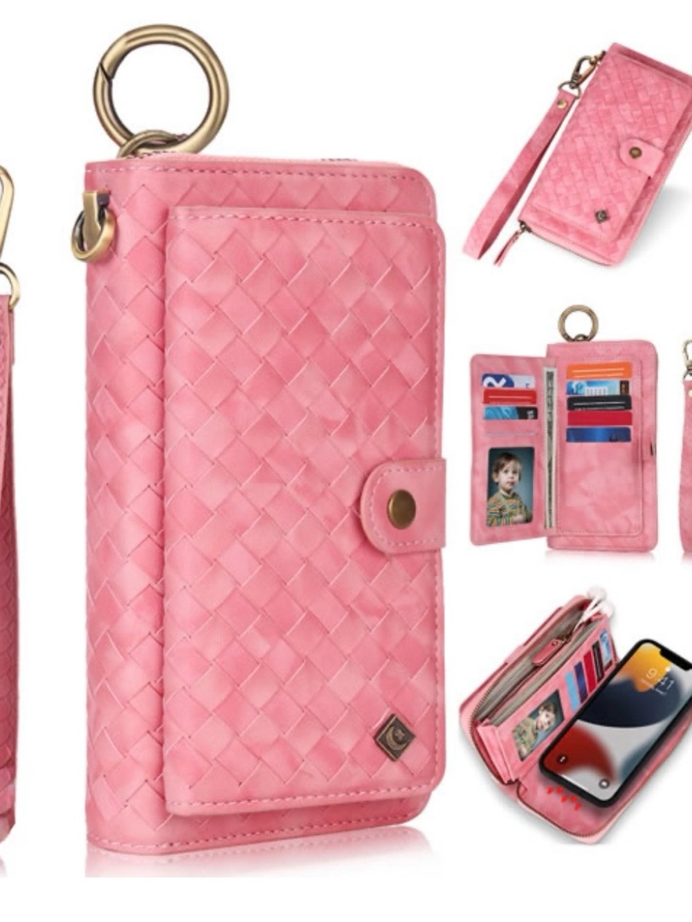 POLA Woven Pink Women’s Phone Storage Wristlet Wallet